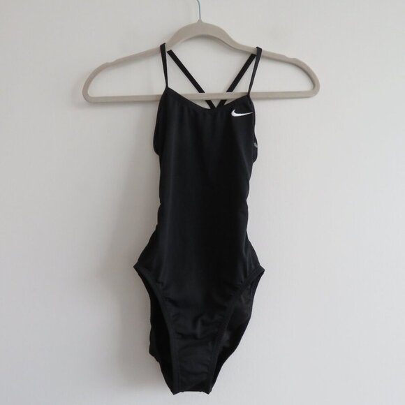 NIKE HYDRASTRONG Solid Racer Women's Athletic Swimsuit in Black - Size 0 NWT - Picture 2 of 12